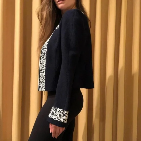 NWT Luxury Rare St John Collection Navy Pearl Embelished Cardigan/Jacket - Picture 4 of 17